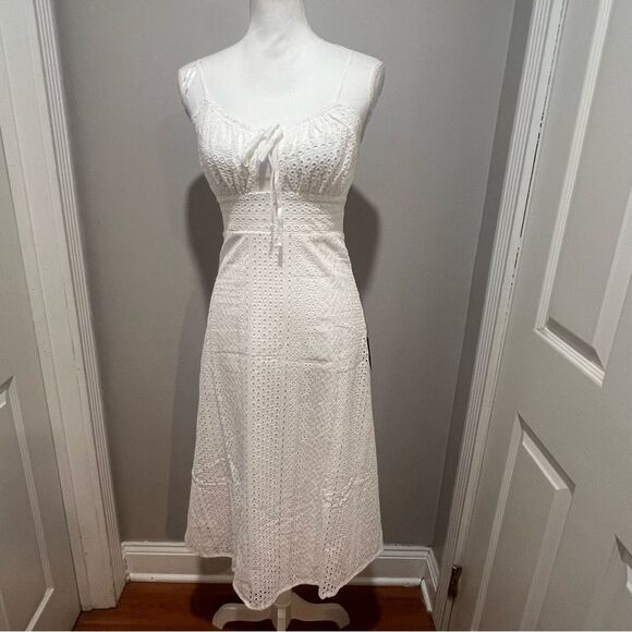 NWT Lulus White Eyelet Embroidered Cutout Midi Dress womens size XS - Picture 6 of 13